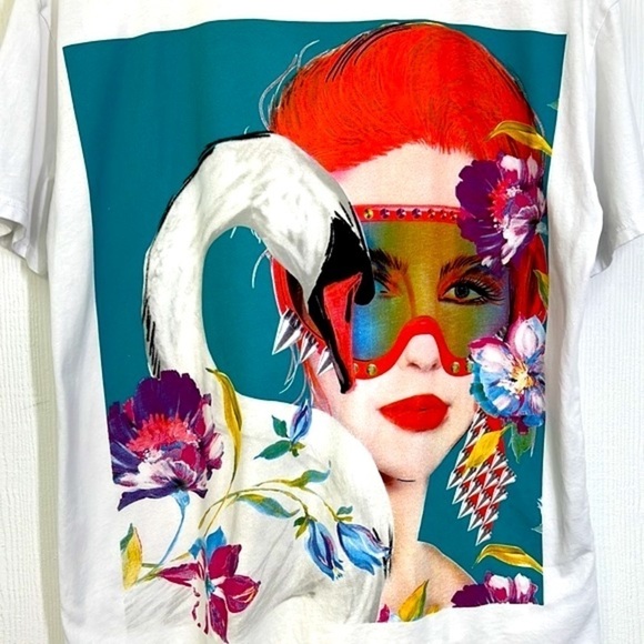 Zara - Madrid Gras Swan Colorful Fun Graphic Short Sleeve Shirt Size Small - Picture 7 of 10